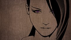 Woman geisha faces drawings brunettes purple eyes minimalistic 