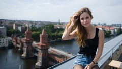 Woman germany Shorts Bridges Berlin outdoors tank tops 