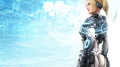 Woman ghost blondes video games starcraft ii fantasy art mecha