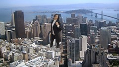 Woman giant cityscapes montage