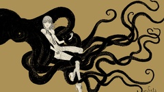 Woman giant squid artwork