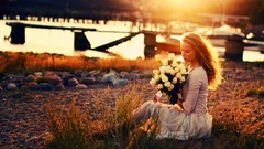 Woman girls in nature