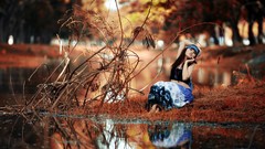 Woman girls in nature