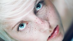 Woman glare blondes blue eyes