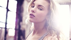 Woman glare shirts blondes brown eyes portraits Rachel Ann 