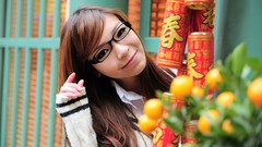 Woman glasses asians