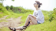 Woman glasses asians