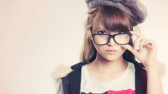 Woman glasses asians bangs Simple Background girls with glasses