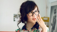Woman glasses asians brunettes girls with glasses