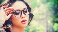 Woman glasses asians brunettes girls with glasses
