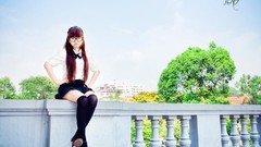 Woman glasses asians long hair brunettes Viet Nam