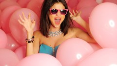 Woman glasses Balloons Celebrity Selena Gomez brunettes black 