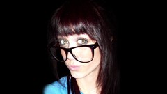 Woman glasses black background brunettes