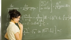 Woman glasses blackboards girls