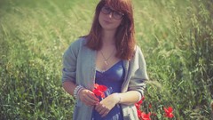 Woman glasses blondes models girls in nature