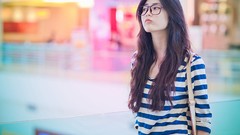 Woman glasses blurred asians long hair girls with glasses asian 