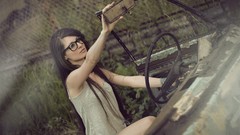 Woman glasses brunettes