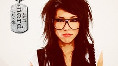 Woman glasses brunettes black hair alie layus artwork nerd 