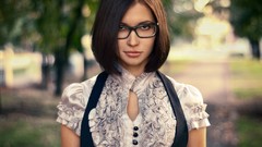 Woman glasses brunettes girls with glasses