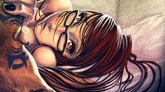 Woman glasses drawings brunettes