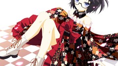 Woman glasses dress anime girls boots blue eyes lolita fashion 