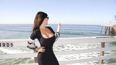 Woman glasses dress piers brunettes denise milani cleavage