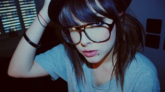 Woman glasses faces bangs