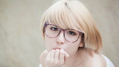 Woman glasses faces blondes asians bangs girls with glasses