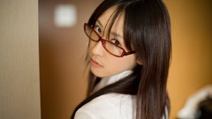 Woman glasses faces blouse asians brunettes models looking back 