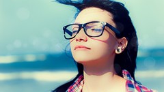 Woman glasses faces brunettes black hair girls with glasses