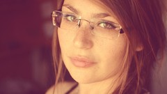 Woman glasses faces brunettes freckles girls with glasses