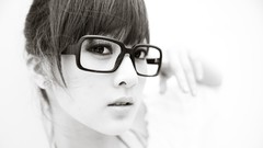 Woman glasses faces monochrome asians girls with glasses