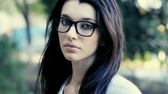Woman glasses faces outdoors brunettes models