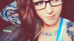 Woman glasses faces tattoos brunettes