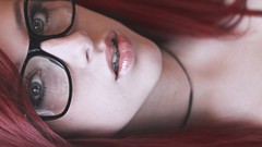 Woman glasses green eyes redheads girls with glasses