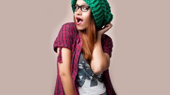 Woman glasses hats models