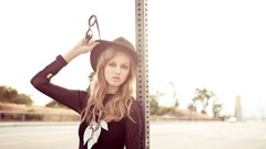 Woman glasses hats outdoors blondes models