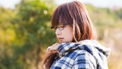 Woman glasses Japanese asians bangs models girls with glasses 
