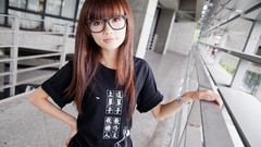 Woman glasses Japanese asians bangs models Taiwanese