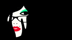 Woman glasses lips black background brunettes minimalistic