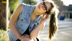 Woman glasses long hair models