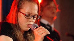 Woman glasses microphones 2009 brunettes stefanie heinzmann 