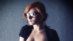 Woman glasses models black dress patty open blouse girls with 