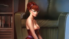 Woman glasses redheads artwork Andrew Hibner