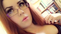 Woman glasses redheads huge boobs
