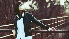 Woman glasses smoking