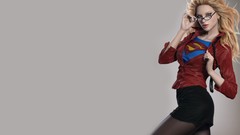 Woman glasses superman 3d stockings blondes pantyhose artwork 