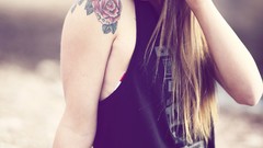 Woman glasses tattoos brunettes models TeraVena Sugimoto