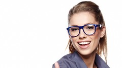 Woman glasses white background smiling models