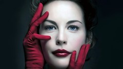 Woman gloves blue eyes